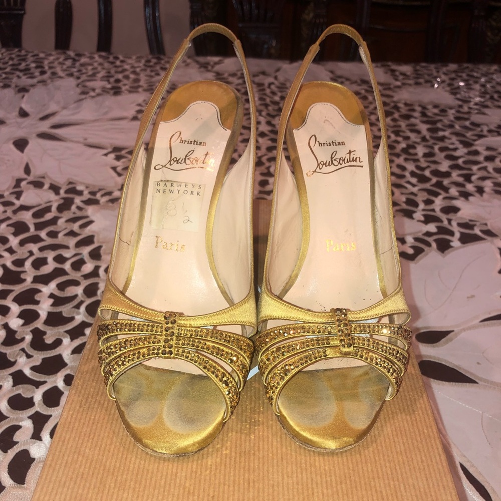 Christian Louboutin Gold Slingback Heels
